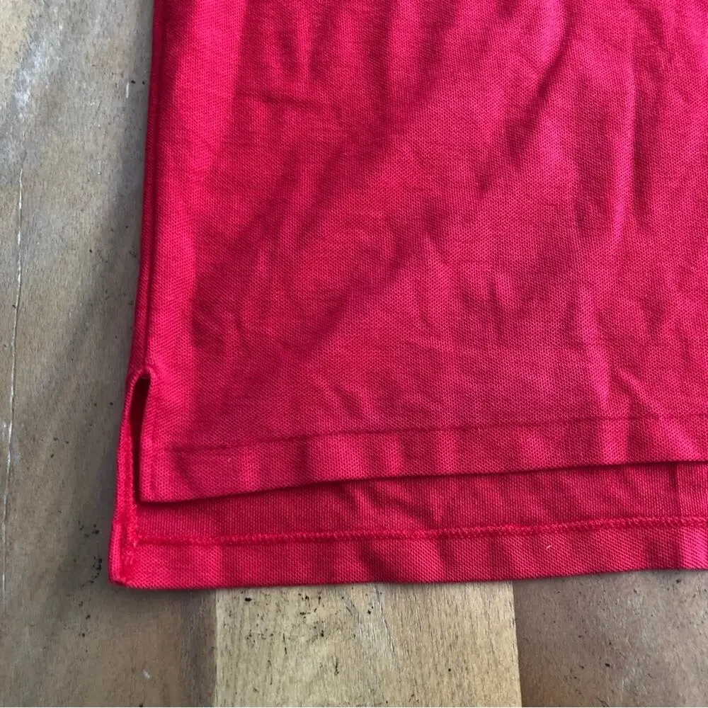 Vintage Kids Bright Red Polo Fire Breathing Dragon Chest Logo Knit Boys 20 Prep